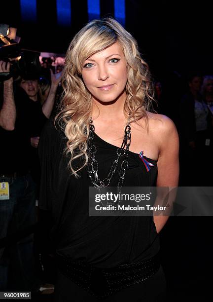 Host Cheryl Hickey inside the studio during the Canada for Haiti Benefit on January 22, 2010 in Toronto, Canada.