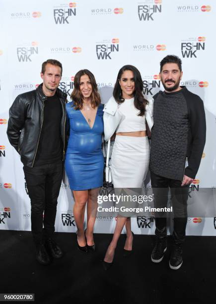 Brendan Fallis, Elisa Dahan, Meghan Markle and Eran Elfassy attend World MasterCard Fashion Week Fall 2015 Collections Day 3 at David Pecaut Square...