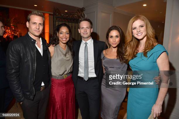 Gabriel Macht, Gina Torres, Patrick J. Adams, Meghan Markle and Sarah Rafferty attend the InStyle and Hollywood Foreign Press Association's Toronto...