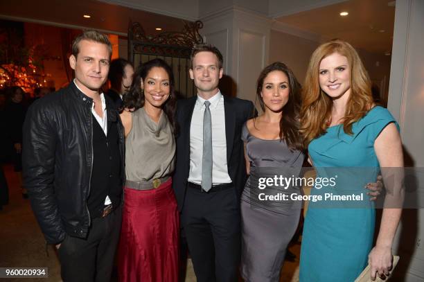 Gabriel Macht, Gina Torres, Patrick J. Adams, Meghan Markle and Sarah Rafferty attend the InStyle and Hollywood Foreign Press Association's Toronto...