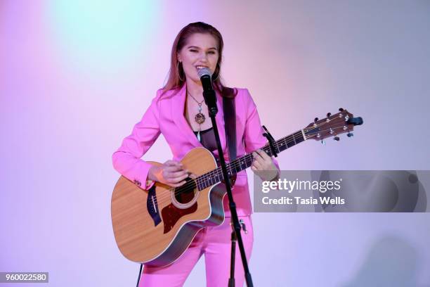 Serena Laurel performs onstage at "Stuck on a Feelin" music video & single release for Carly Peeters at Cherry Soda Studios on May 18, 2018 in Los...