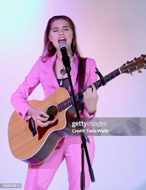 Serena Laurel performs onstage at "Stuck on a Feelin" music video & single release for Carly Peeters at Cherry Soda Studios on May 18, 2018 in Los...