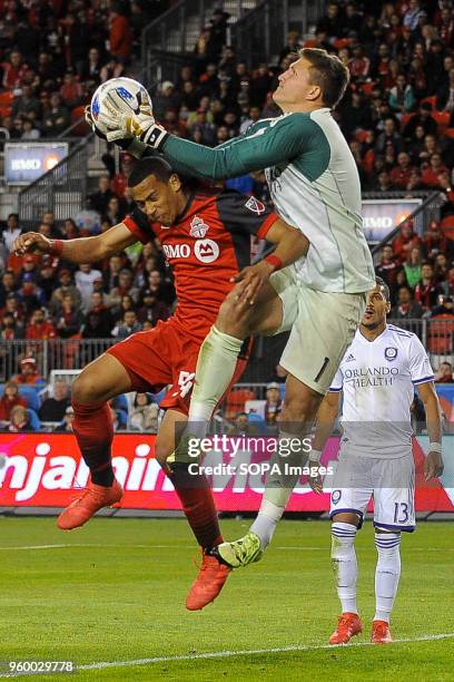 Joe Bendik catched the ball during 2018 MLS Regular Season match between Toronto FC and Orlando City SC at BMO Field .