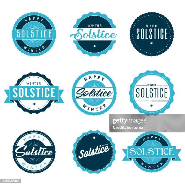 winter solstice icon set - winter solstice stock illustrations