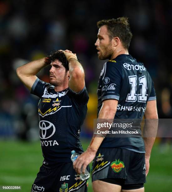 Jake Granville of the Cowboys looks dejected after losing the round 11 NRL match between the North Queensland Cowboys and the South Sydney Rabbitohs...