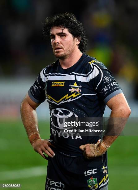 Jake Granville of the Cowboys looks dejected after losing the round 11 NRL match between the North Queensland Cowboys and the South Sydney Rabbitohs...