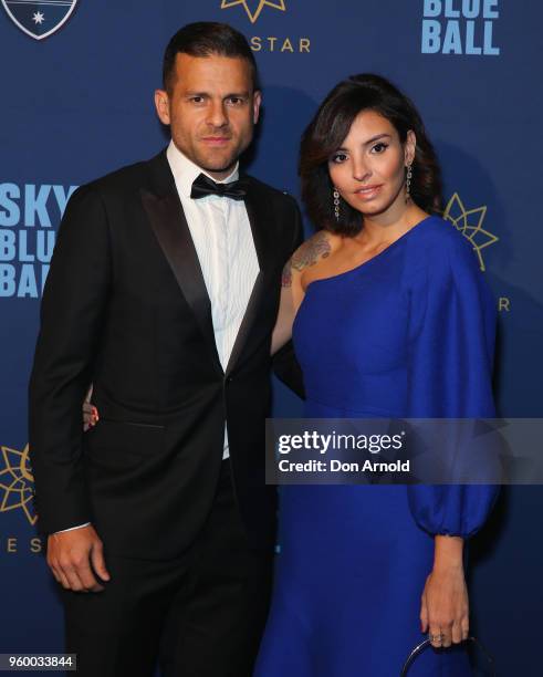 Bobo poses alongside wife Raquel Strutz at the Sydney FC Sky Blue Ballon May 19, 2018 in Sydney, Australia.