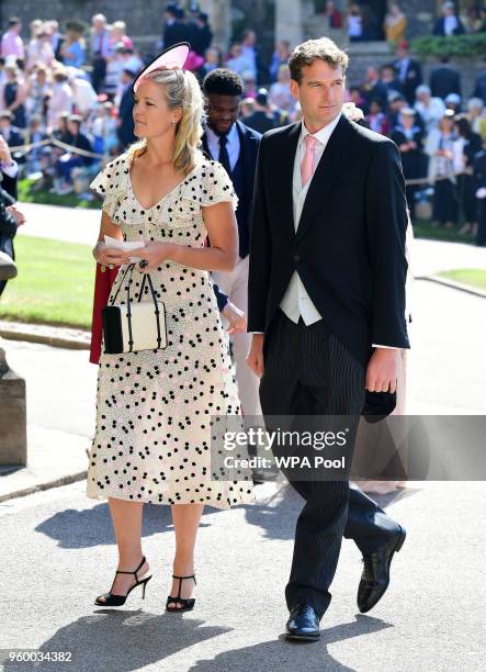 Lady Edwina Louise Grosvenor and Dan Snow arrive at St George's Chapel at Windsor Castle before the wedding of Prince Harry to Meghan Markle on May...