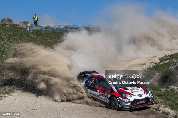 Esapekka Lappi of Finland and Janne Ferm of Finland compete in their Toyota Gazoo Racing WRT Toyota Yaris WRC during the SS10 Vieira do Minho of the...