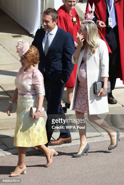 Johnny Wilkinson and Shelley Jenkins arrive at St George's Chapel, Windsor Castle for the wedding of Meghan Markle and Prince Harry at St George's...