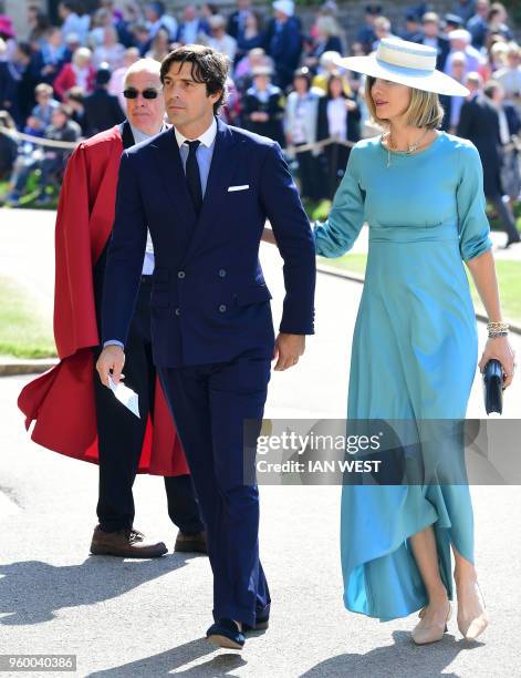 Prince Harry's friend, Argentinian polo player Nacho Figueras and his wife Delfina Blaquier arrive for the wedding ceremony of Britain's Prince...