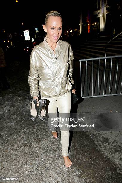 Natascha Ochsenknecht leaves the afterparty of the Michalsky Style Night at Friedrichstadtpalast on January 22, 2010 in Berlin, Germany.