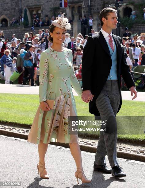 Pippa Middleton and James Matthews arrive for the wedding ceremony of Britain's Prince Harry and US actress Meghan Markle at St George's Chapel,...