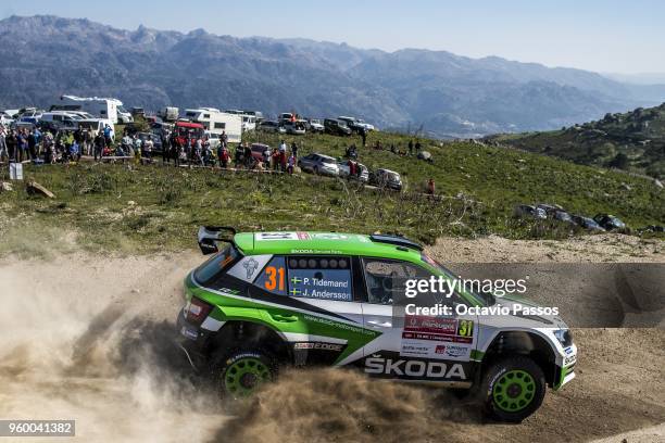 Pontus Tidemand of Sweden and Jonas Andersson of Sweden compete in their Skoda Motorsport Skoda Fabia R5 during the SS10 Vieira do Minho of the WRC...