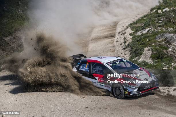 Jari Matti Latvala of Finland and Mikka Anttila of Finland compete with their Toyota Gazoo Racing WRT Toyota Yaris WRC during the SS10 Vieira do...