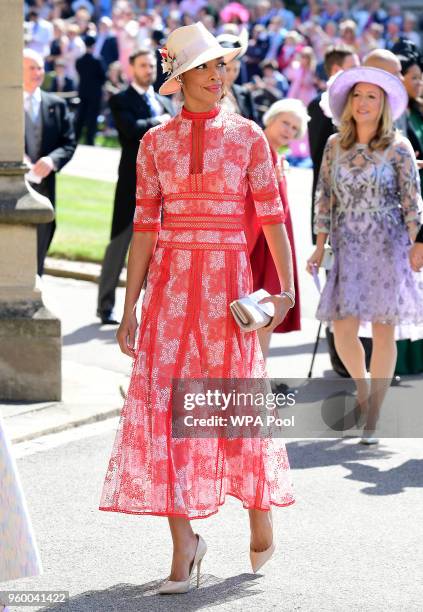 Actress Gina Torres arrives at St George's Chapel at Windsor Castle before the wedding of Prince Harry to Meghan Markle on May 19, 2018 in Windsor,...