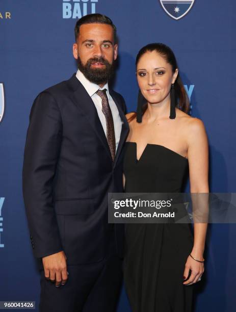 Alex Brosque and Nadia Brosque pose at the Sydney FC Sky Blue Ball on May 19, 2018 in Sydney, Australia.