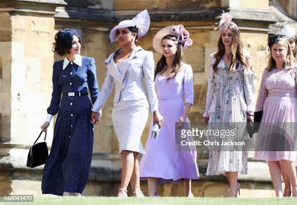 Abigail Spencer and Priyanka Chopra arrive at the wedding of Prince Harry to Ms Meghan Markle at St George's Chapel, Windsor Castle on May 19, 2018...