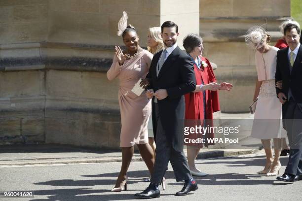 Meghan Markle's friend, US tennis player Serena Williams and her husband US entrepreneur Alexis Ohanian arrive for the wedding ceremony of Britain's...