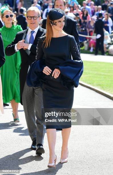 Actress Sarah Rafferty arrives at St George's Chapel at Windsor Castle before the wedding of Prince Harry to Meghan Markle on May 19, 2018 in...