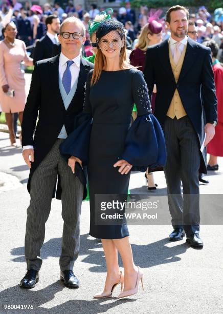 Actress Sarah Rafferty arrives at St George's Chapel at Windsor Castle before the wedding of Prince Harry to Meghan Markle on May 19, 2018 in...