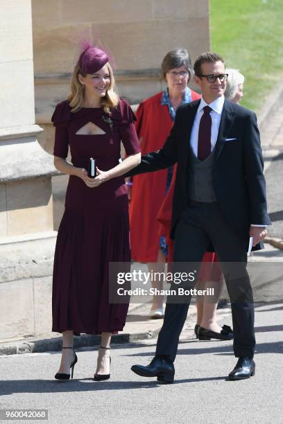 Jacinda Barrett and Gabriel Macht attend the wedding of Prince Harry to Ms Meghan Markle at St George's Chapel, Windsor Castle on May 19, 2018 in...