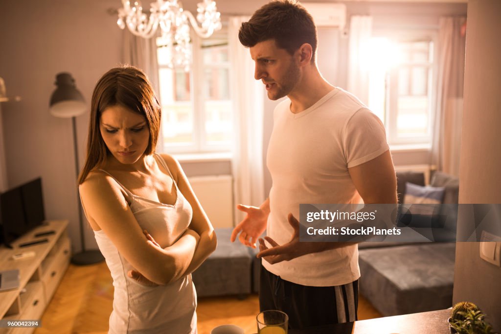 Young couple have argument at home