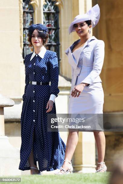 Abigail Spencer and Priyanka Chopra arrive at the wedding of Prince Harry to Ms Meghan Markle at St George's Chapel, Windsor Castle on May 19, 2018...