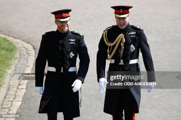 Britain's Prince Harry , Duke of Sussex, arrives with his best man Prince William, Duke of Cambridge , at St George's Chapel, Windsor Castle, in...