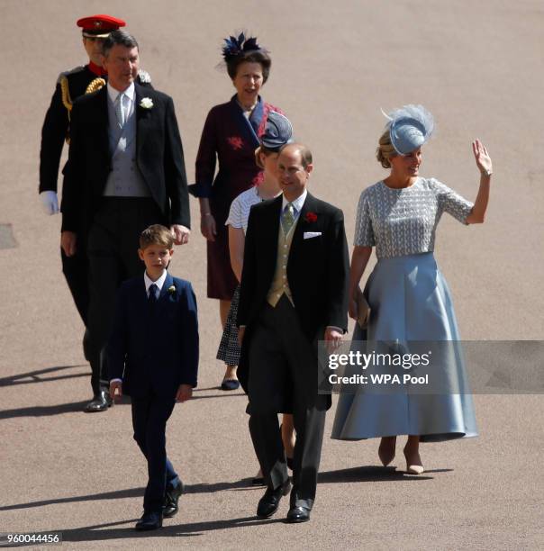 Prince Edward, Earl of Wessex , Sophie, Countess of Wessex and James, Viscount Severn arrive followed by Princess Anne, Princess Royal and Vice...