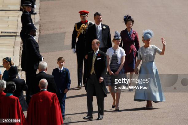 Prince Edward, Earl of Wessex , wife Sophie, Countess of Wessex and James, Viscount Severn and Lady Louise Windsor arrive followed by Princess Anne,...