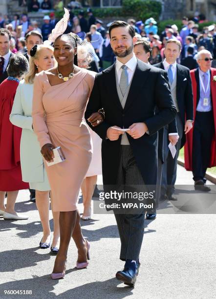Serena Williams and her husband Alexis Ohanian arrive for the wedding ceremony of Britain's Prince Harry and US actress Meghan Markle at St George's...