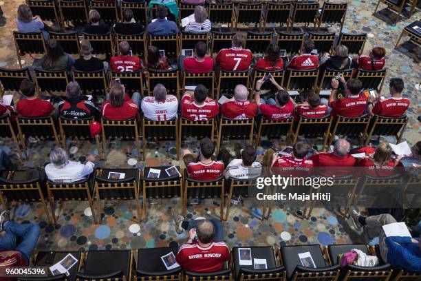 Fans of Bayern Muenchen attend Ecumencial Church Service prior DFB Cup Final 2018 on May 19, 2018 in the Kaiser Wilhelm Memorial Church in Berlin,...