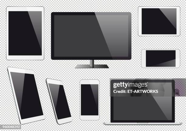 modern vector digital devices with blank screens - personal computer stock illustrations