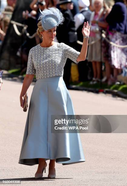 Sophie, Countess of Wessex arrives for the wedding ceremony of Prince Harry and US actress Meghan Markle at St George's Chapel, Windsor Castle on May...