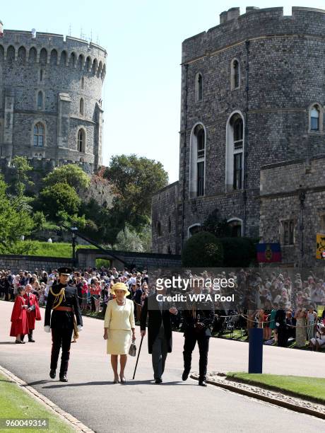 John and Norma Major arrive for the wedding ceremony of Prince Harry and US actress Meghan Markle at St George's Chapel, Windsor Castle on May 19,...