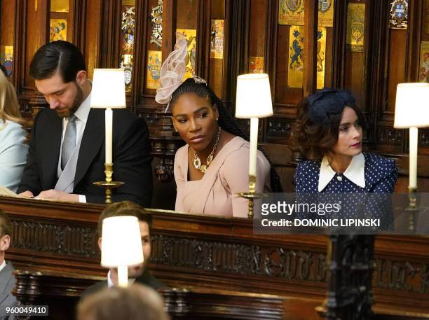 Meghan Markle's friend, US tennis player Serena Williams , her husband US entrepreneur Alexis Ohanian and Meghan Markle's friend, US actress Abigail...