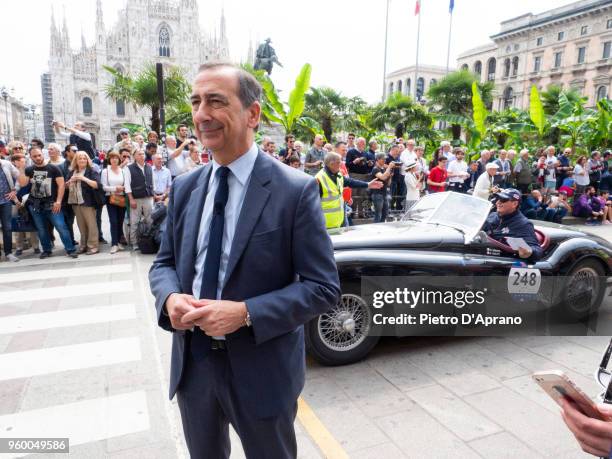 Milano's Major Giuseppe Sala attends 1000 Miles Historic Road Race on May 19, 2018 in Milan, Italy.