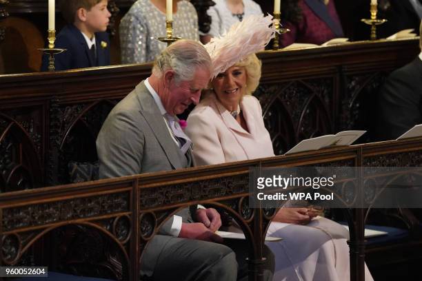 Prince Charles, Prince of Wales and Camilla, Duchess of Cornwall attend the wedding of Prince Harry and Meghan Markle in St George's Chapel at...