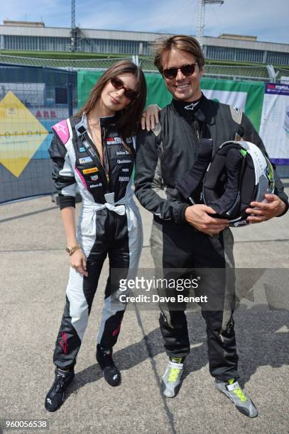 Emily Ratajkowski and Jon Olsson attend ABB FIA Formula E BMW i Berlin E-Prix 2018 on May 19, 2018 in Berlin, Germany.
