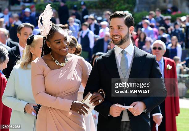 Tennis player Serena Williams and her husband Alexis Ohanian arrive for the wedding ceremony of Britain's Prince Harry, Duke of Sussex and US actress...