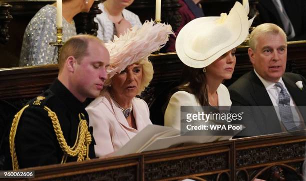 Prince William, Duke of Cambridge, Camilla, Duchess of Cornwall, Catherine, Duchess of Cambridge and Prince Andrew, Duke of York attend the wedding...