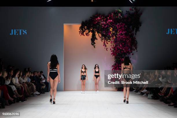 Model walks the runway during theResort Review show at Mercedes-Benz Fashion Week Australia - Weekend Edition at Carriageworks on May 19, 2018 in...