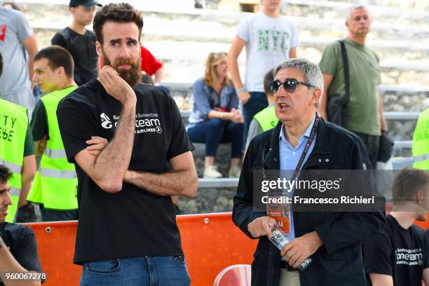 Luigi Datome, #70 of Fenerbahce Dogus Istanbul and Jordi Bertomeu, President and CEO of Euroleague Basketball during the 2018 Turkish Airlines...