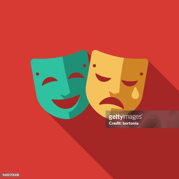illustrazioni stock, clip art, cartoni animati e icone di tendenza di icona delle elezioni di design piatto drama con ombra laterale - theatrical masks