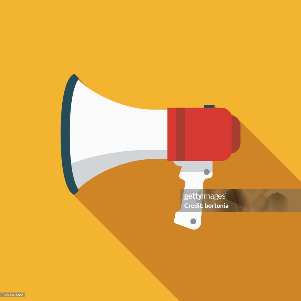 Megaphone Flat Design Elections Icon with Side Shadow