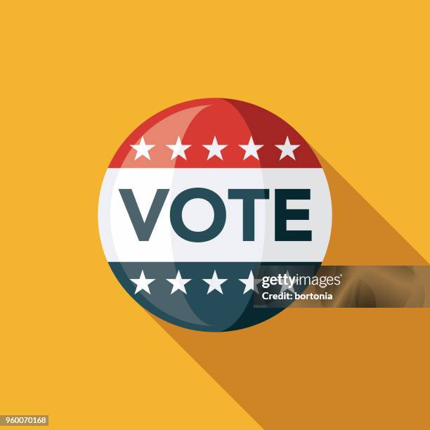 vote button flat design elections icon with side shadow - voting stock illustrations