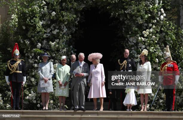 Meghan Markle's mother Doria Ragland, Britain's Prince Charles, Prince of Wales, Britain's Camilla, Duchess of Cornwall, Prince George, Britain's...