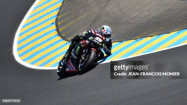 Monster Yamaha Tech 3's French rider Johann Zarco competes to clock the pole position during the qualifying session of the French moto GP Grand Prix...