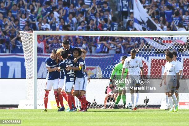 Takahiro Ogihara of Yokohama F.Marinos celebrates the fourth goal during the J.League J1 match between Yokohama F.Marinos and V-Varen Nagasaki at...